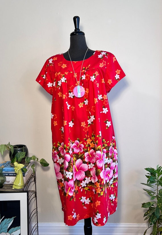 Red Aloha Muumuu | Vintage Summer Dress