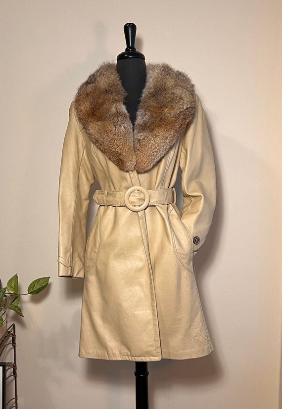 70's Leather Trench with Fur Collar | Mob Wife Chi