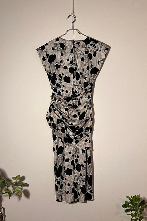 Vintage Abstract Cow Print Pencil Dress | 1980's … - image 6