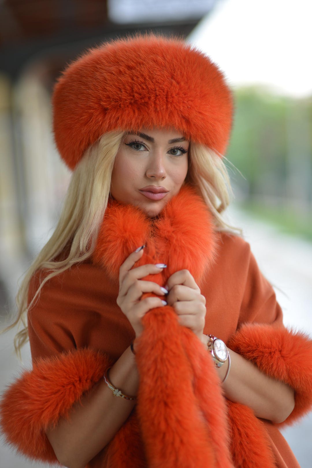 Handcrafted Orange Fox Fur Hat: Cozy Winter Headgear - Etsy display picture 1