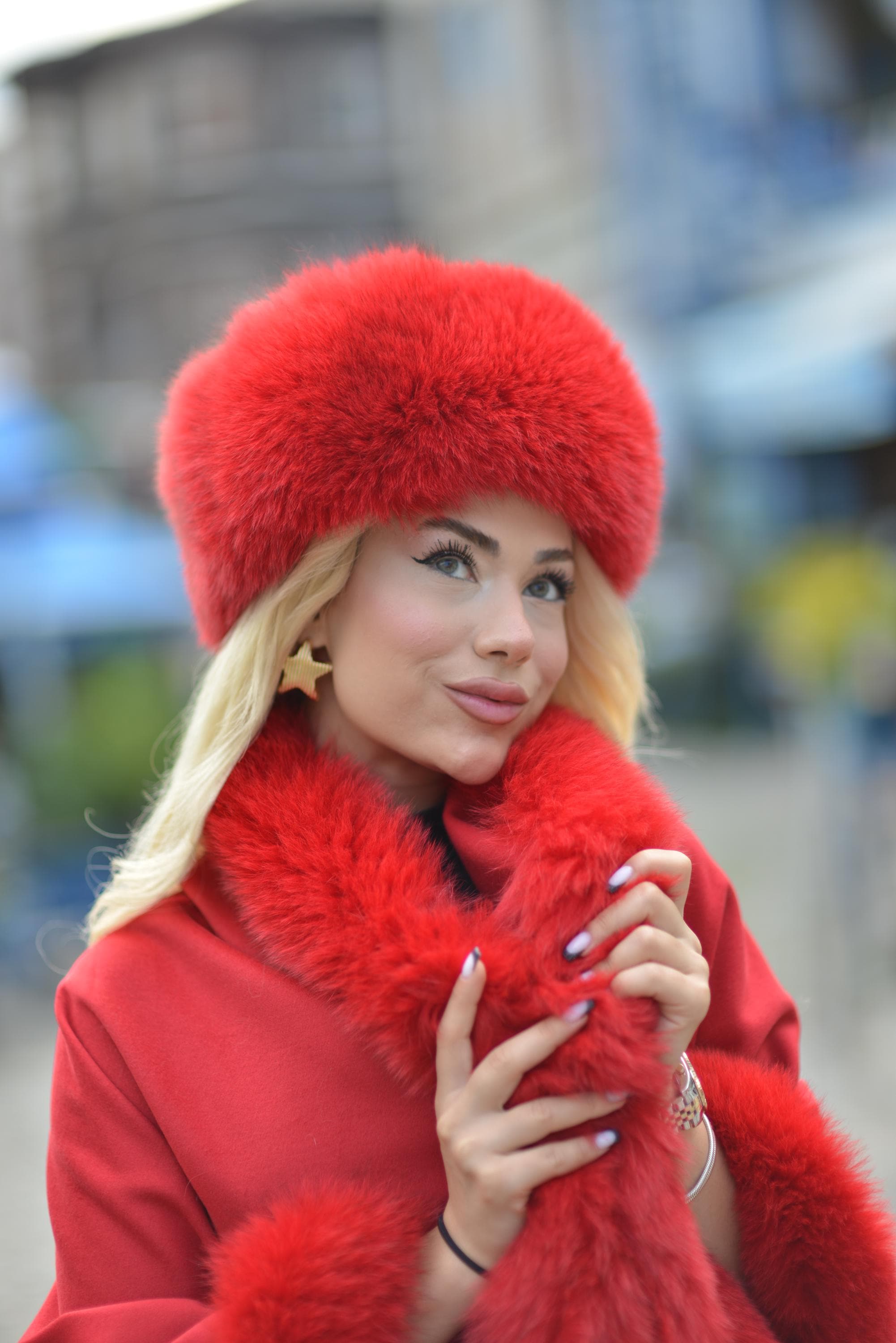 FOXEY ブラウン ファー イヤーマフ Kashani Full Red Fox Fur Oversized Trapper Hat – Dudes Boutique