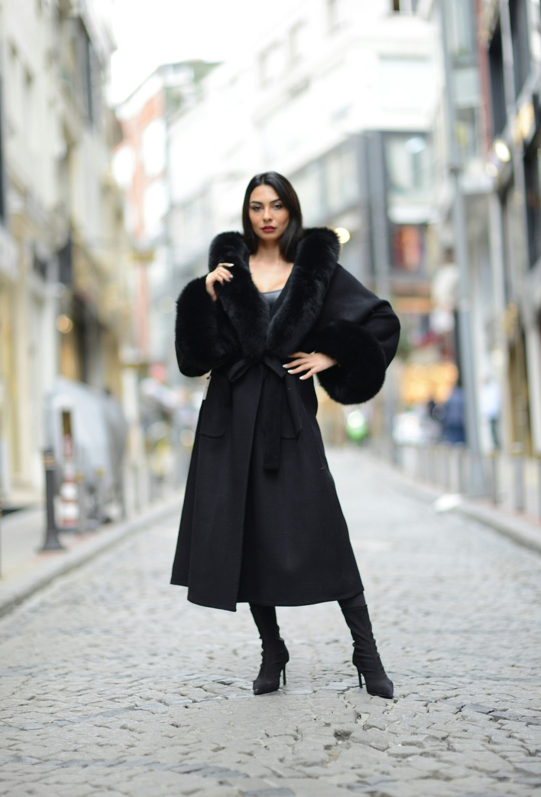 【ラグアジェム】LONG FAUX FUR BELTED jacket ラグアジェムLONG FAUX FUR BELTED jacket LONG FAUX FUR BELTED