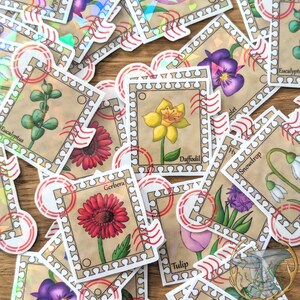 Sellos holográficos de primavera para pegatinas, bullet journal, seguimiento del estado de ánimo y álbum de recortes