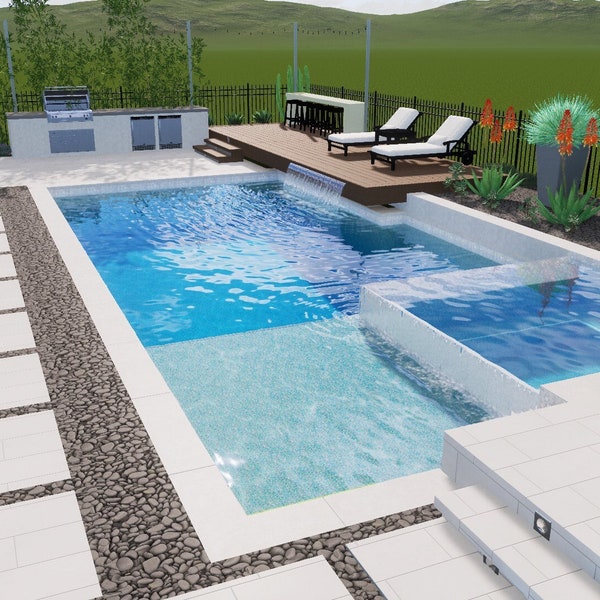 Kensington zwembad en spa | Zwembad- en spaplannen | Bouwplannen | Zwembadplannen | Spa-plannen | Huisplannen | Huisplannen | Downloadbaar