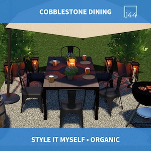 Cobblestone Dining | DIY Backyard Design | 3D Renderings | Landscape | Spring Decor | Yard Decor | House Plans | Housewarming Gift