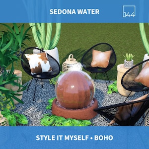 Sedona Water | DIY Backyard Design | 3D Renderings | Boho Landscape | Spring Decor | Yard Decor | House Plans | Housewarming Gift