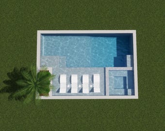 Planos de piscina y spa Euphorbia / Diseño industrial moderno (descargable)