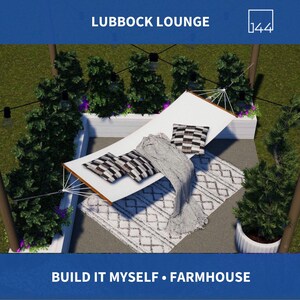 Lubbock Lounge | DIY Backyard Design | 3D Renderings | Farmhouse Landscape | Spring Decor | Yard Decor | House Plans | Housewarming Gift