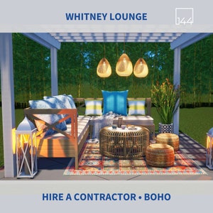 Whitney Lounge | Boho | DIY Backyard Design | 3D Renderings | Landscape | Spring Decor | Yard Decor | House Plans | Housewarming Gift