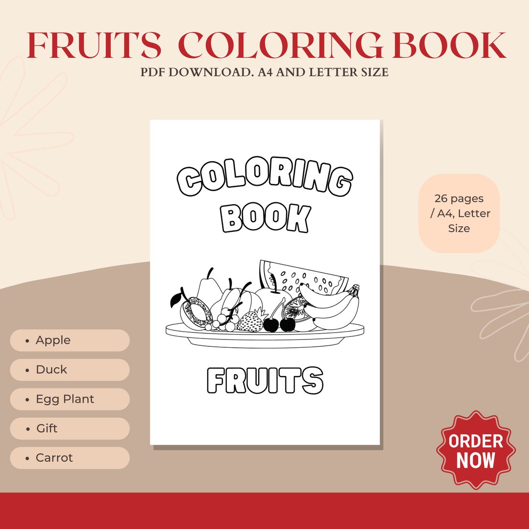Fruit Coloring Books Fruit Printables Coloring Books Digital Download