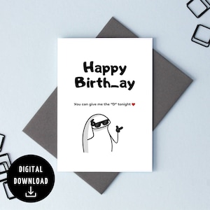 Joyeux anniversaire - Vous pouvez me donner le « D » ce soir - Imprimer à la maison Carte Téléchargement numérique, Cadeau de fête d'anniversaire drôle, Cadeau mème pour lui / Hommes