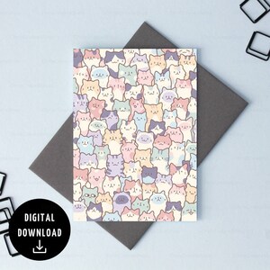 Carte de chat mignon - N’importe quelle occasion - Imprimer à la maison Carte Téléchargement numérique, Cadeau de fête d’anniversaire drôle, Cadeau mème pour lui / Hommes / Elle / Femmes