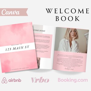AIRBNB Welcome Book Template | VRBO Guestbook | Pink Welcome Book | Short-term Rental guestbook