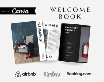 Airbnb Welcome Book Template | Vacation Rental Welcome Guide | Modern Welcome Book | Bold Welcome Guest Book | Welcome Book  Canva Template