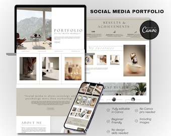 Social Media Portfolio Template | Aesthetic Portfolio for Social Media Managers | Elegant Canva Template | Social Media Manager Template
