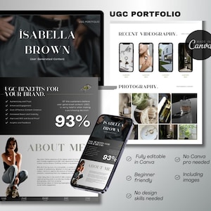 Modelo de site de portfólio UGC | Site Canva | Portfólio do criador de conteúdo | Cores frescas | Canva GRÁTIS | Site elegante do portfólio UGC
