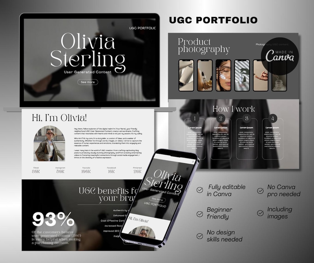 UGC Portfolio Website Template | Canva Website | Content Creator ...