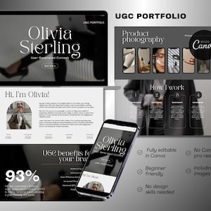 UGC Portfolio website template | Canva website | Content creator portfolio | Dark Colors | FREE Canva | Elegant UGC Portfolio website