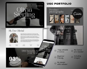 UGC Portfolio website template | Canva website | Content creator portfolio | Dark Colors | FREE Canva | Elegant UGC Portfolio website
