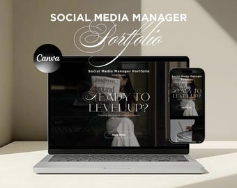 Social Media Portfolio Template | Aesthetic Portfolio for Social Media Managers | Elegant Canva Template | Social Media Manager Template