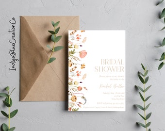 Bridal Shower Invitation, Wildflower Bridal Shower Invite, Spring Shower Download