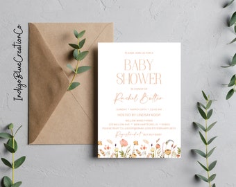 Baby Shower Invitation, Wildflower Bridal Shower Invite, Spring Shower Download