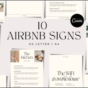 Editable 10 AirBnb Signs Canva Template | AirBnB | Welcome Guide Signage | Rental Signs | House Rules Poster | Wifi Sign | House Manual