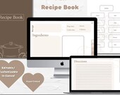 Recipes Book | Blank Recipes Book | PDF Recipes Book | Editable Recipe Book | Recipe Tracker | Recipe Journal | Blank Cookbook | Cookbook