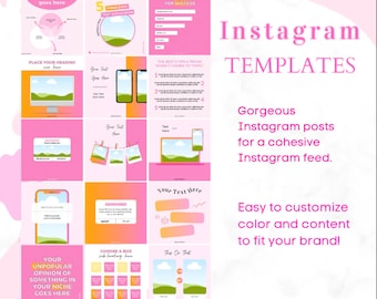 100 Editable Instagram Templates | Instagram Template | Instagram Themes | Instagram Posts | Instagram Story | Social Media Post