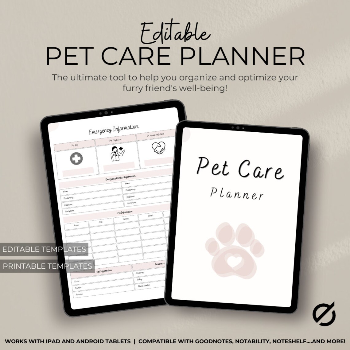 Editable Printable Pet Care Planner | Printable Care Checklist | Pet ...
