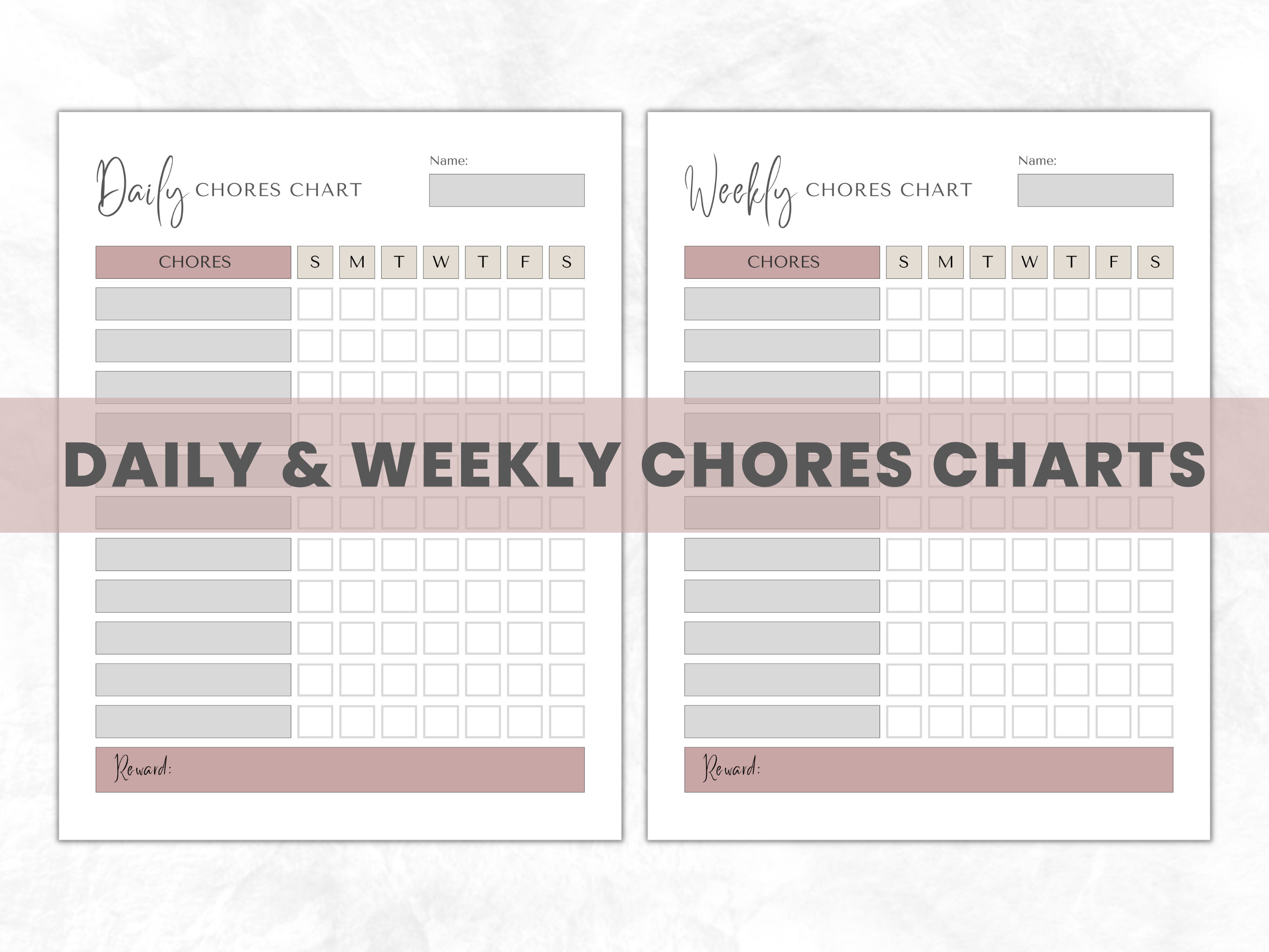 Daily and Weekly Chores Chart for Kids or Adults, Printable or Digital ...