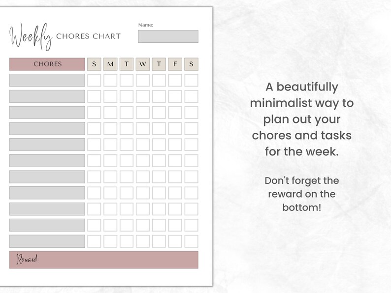 Daily and Weekly Chores Chart for Kids or Adults, Printable or Digital ...