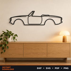 Silueta metálica del Triumph Spitfire para pared / Archivo de corte DXF SVG / Plasma Láser