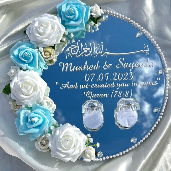 Personalised Engagement/ Wedding/ Nikkah Mirror Ring Plate