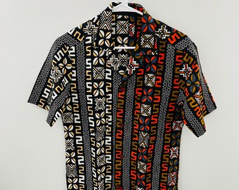Men’s mixed african print shirt, Button down shirt