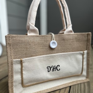 Personalized Tote Gift Bag 12” x 8” -Bridesmaid Burlap Tote Bag -Bridesmaid Bag gift-Name Jute Tote Bag- Baby Shower Gift -Wedding Gift