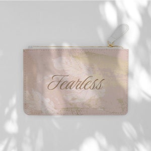 Mini pochette Fearless Mini portafoglio vegano oro rosa per donna Pochette da viaggio Portafoglio piccolo con cerniera Regalo per un amico Borsa per cosmetici Borsa per telefono