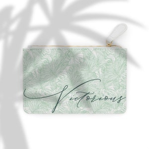 Victorious Palms Mini pochette Bibbia Versetto Vegan Mini portafoglio per donna Pochette da viaggio Portafoglio piccolo con cerniera Borsa per cosmetici regalo Borsa per telefono
