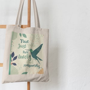 Hummingbird Christian Tote Bag Bible Verse Canvas Tote Bag for Women Christian Gift for Women Boho Christian Bag for Church Aesthetic Bag