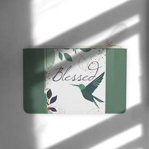 Mini pochette Blessed Mama Hummingbird Mini portafoglio vegano per donna Pochette da viaggio Boho Portafoglio piccolo con cerniera Regalo per mamma Borsa per telefono