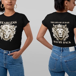 Fearless Lioness ChristianT-shirt The Lion of Judah Has My Back Shirt Verse Romans 5:5 Shirt Gift Religious Apparel Trendy Women Faith Tee