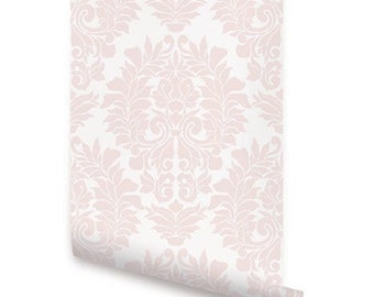 Damask Wallpaper Classic Blush Pink Peel & Stick Wallpaper Repositionable