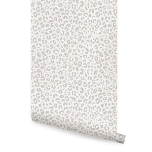 Animal Print Leopard Wallpaper, Light Grey, Wallpaper