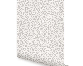 Animal Print Leopard Wallpaper, Light Grey, Self Adhesive Repositionable Wallpaper