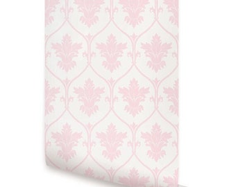 Damask Pink Peel & Stick Wallpaper Repositionable