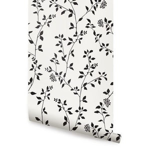 Branch Flower Black Wallpaper