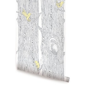 Forest Cool Grey / Yellow Wallpaper