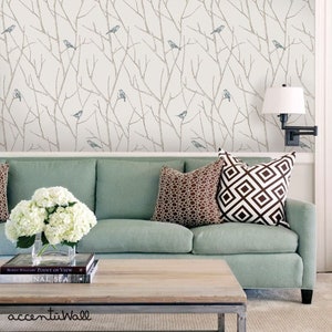 Branch Birds Blue Wallpaper