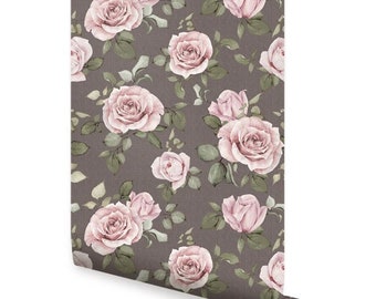 ROSE WALLPAPER - Peel & Stick Fabric Wallpaper Repositionable