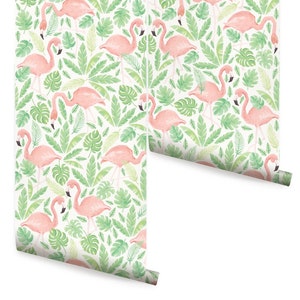 Tropical Flamingo Coral Wallpaper